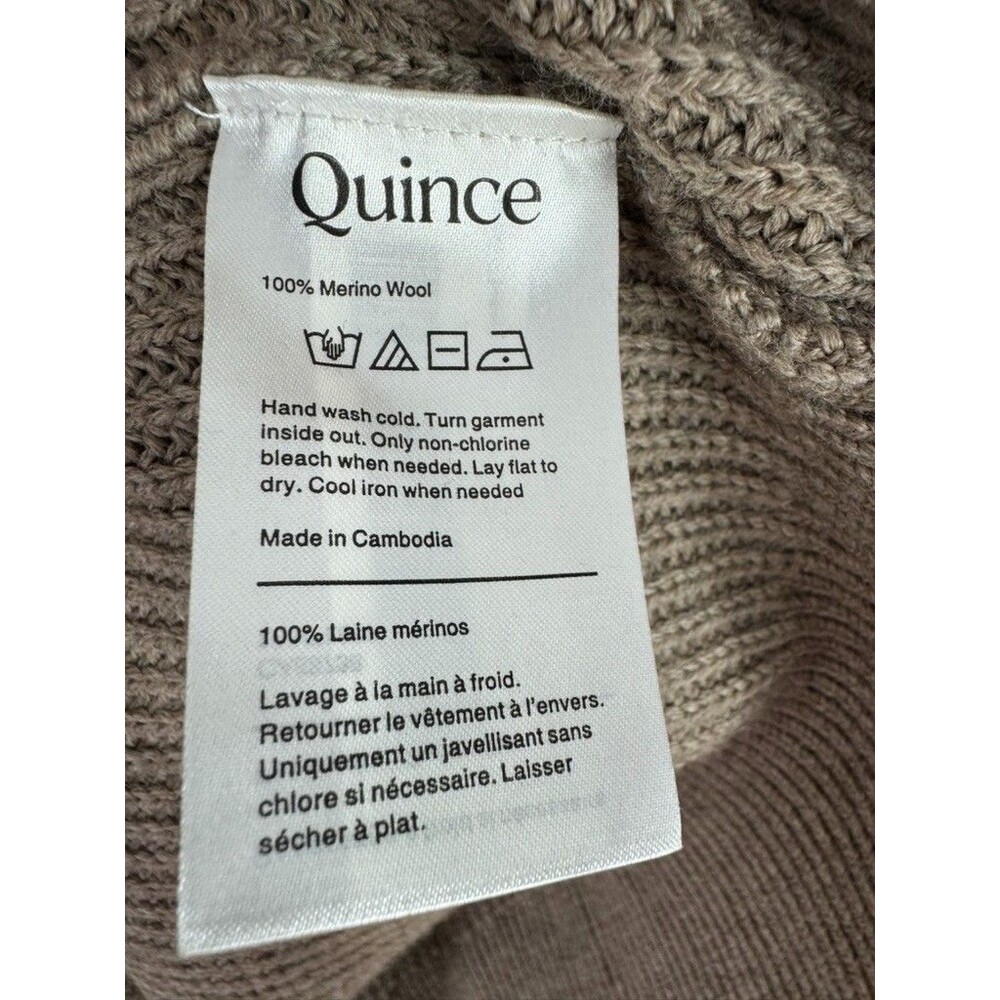 Quince Mens Australian Merino Wool Half Zip M Tan Pullover Sweater Classic - Picture 4 of 5